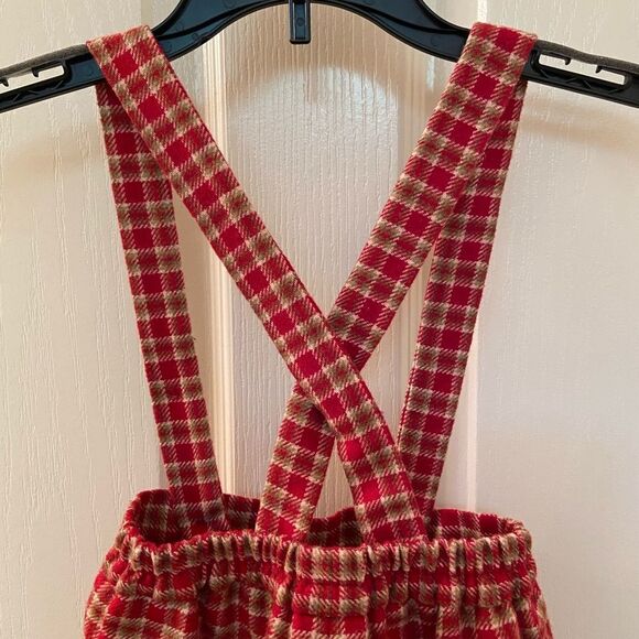 Karpi Ba'sico Baby Plaid Wool Blend Shorts with Suspenders Red Gold Size 30 Mos - Picture 7 of 8